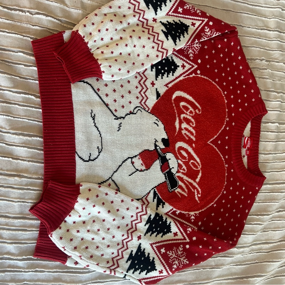Coca Cola Red and White Women's Sweater